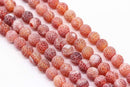 red fire agate Crackled matte round beads