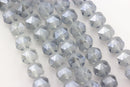 light blue crystal glass matte faceted round
