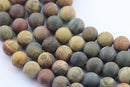 large hole red creek jasper matte round beads