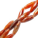 burnt orange fire agate faceted rice shape beads