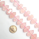 rose quartz graduated center drill points beads