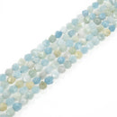 natural aquamarine faceted star cut beads