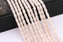 peach pink crystal glass faceted rice tube beads