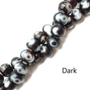 Dark & Light Brown Antique Tibetan Dzi Agate Rondelle Beads 12x15mm 15.5" Strand