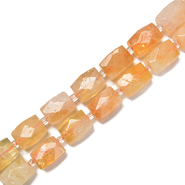 Citrine Faceted Rectangle Cylinder Drum Barrel Beads Size 12x16mm 15.5'' Strand