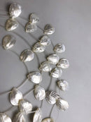 white mop shell smooth flat teardrop beads