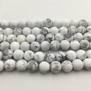 natural white howlite matte round beads