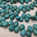 blue turquoise smooth flat teardrop shape beads 