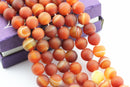 large hole red Striped agate carnelian matte round beads