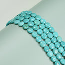 Blue Green Turquoise Smooth Round Coin Beads Size 12mm 14mm 15.5'' Strand