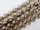 natural smokey quartz faceted round beads
