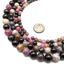 Multi-Color Tourmaline Smooth Round Beads 6mm 8mm 9mm 10mm 12mm 15.5" Strand