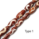 Red Antique Tibetan Dzi Agate Barrel Drum Beads 15x22mm 15x39mm 15.5" Strand
