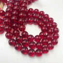 red ruby dyed quartz smooth round beads