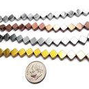 silver gold copper gray hematite flat square diamond beads