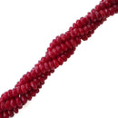 Red Bamboo Coral Faceted Rondelle Beads 2x4m 15.5" Strand