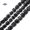 Natural Black Tourmaline Rough Faceted Tube Beads Approx 16x18mm 15.5" Strand