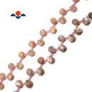 Natural Peach Moonstone Faceted Flat Teardrop Beads Size 8x10mm 15.5" Strand