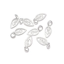 925 Sterling Silver Leaf Charm Pendant Size 7x15mm 8pcs per Bag