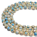 K2 Jasper Prism Cut Double Point Faceted Round Beads Size 8mm 15.5'' Strand