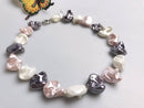 Shell Pearl Necklace Nugget Mix w/Pink Color Approx 22-28mm 17" Inches Long