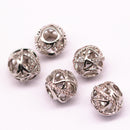 silver plated mirco pave clear zircon ball charm