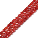 Natural Carnelian Faceted Rice Shape Beads Size 8x12mm 15.5'' Strand