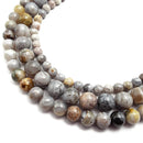 gray bamboo leaf agate smooth round beads