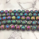 rainbow coated lava rock stone beads