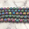 rainbow coated lava rock stone beads