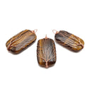 Yellow Tiger's Eye Tree Pendant Copper Wire Wrap Rectangle 30x52mm Sold Per Piece
