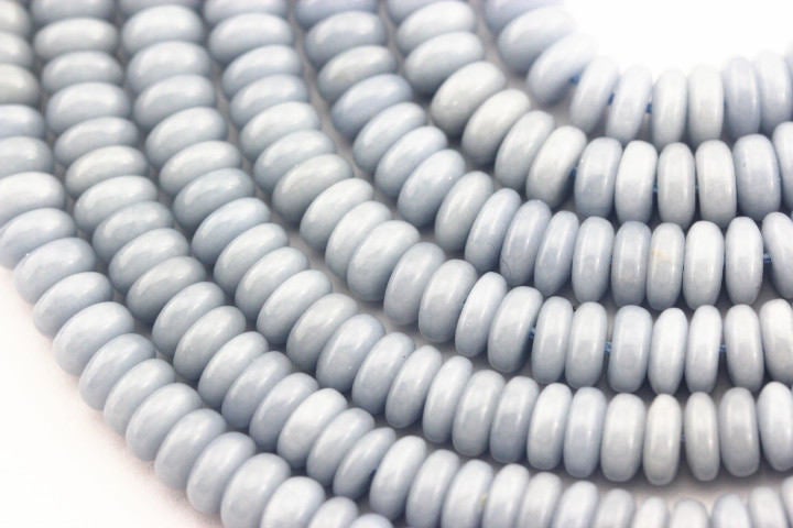 natural angelite smooth rondelle beads 