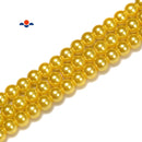 Yellow Glass Pearl Smooth Round Beads 3mm 4mm 6mm 8mm 10mm 12mm 15.5" Strand