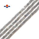 Light Gray Labradorite Faceted Square Dice Cube Beads 4mm 15.5" Strand