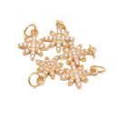 Gold Plated Sterling Silver Snowflake Charm with CZ Size 10x13mm 3 PCS Per Bag