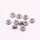 silver plated micro pave zircon flat wheel charm