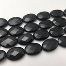 black onyx faceted oval shape beads