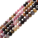multi color tourmaline faceted rondelle beads