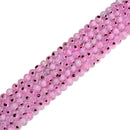 Pink Evil Eye Glass Smooth Round Beads Size 6mm 8mm 10mm 15.5'' Strand