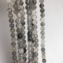 cloudy quartz faceted round beads