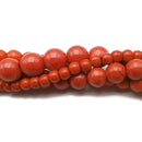 Red Howlite Turquoise Smooth Round Beads Size 4mm 6mm 8mm 10mm 12mm 15.5" Strand