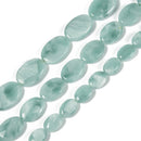 Iridescent Dark Green Moonstone Smooth Oval Beads 13x18mm-20x30mm 15.5" Strand