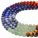 Natural Rainbow Chakra Gemstone Beads Smooth Round 6mm 8mm 10mm 15.5'' Strand