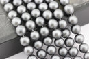 gray shell pearl matte round beads