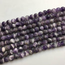 large hole teeth amethyst matte round beads