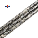 Black Network Silk Stone Spider Web Jasper Faceted Cylinder Tube Beads Size 10x14mm 15.5'' Strand