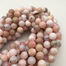 large hole pink opal smooth round beads