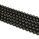 natural black jet smooth round beads