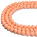 Coral Orange Shell Pearl Matte Round Beads Size 6mm 8mm 10mm 15.5'' Strand