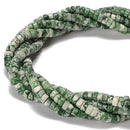 Natural Green Spot Jasper Heishi Disc Beads Size 2x4mm 15.5'' Strand